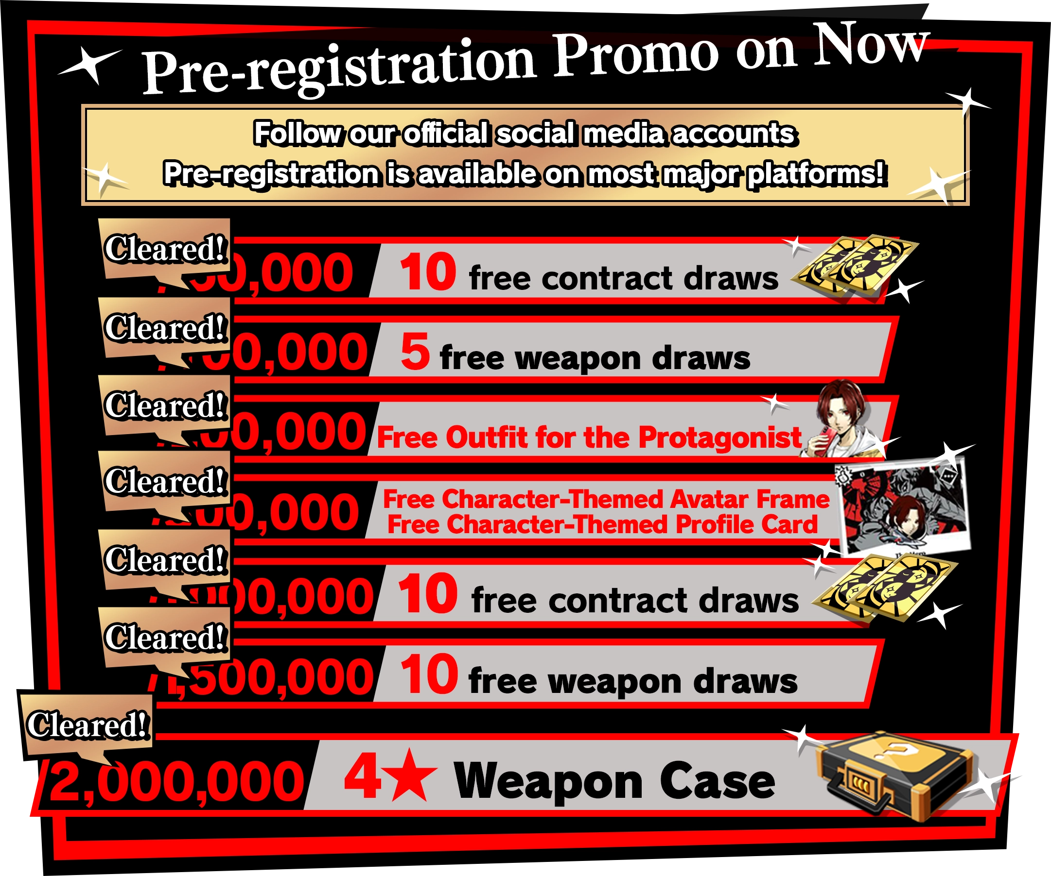 Follow our official social media accounts Pre-registration is Available on most major platforms!